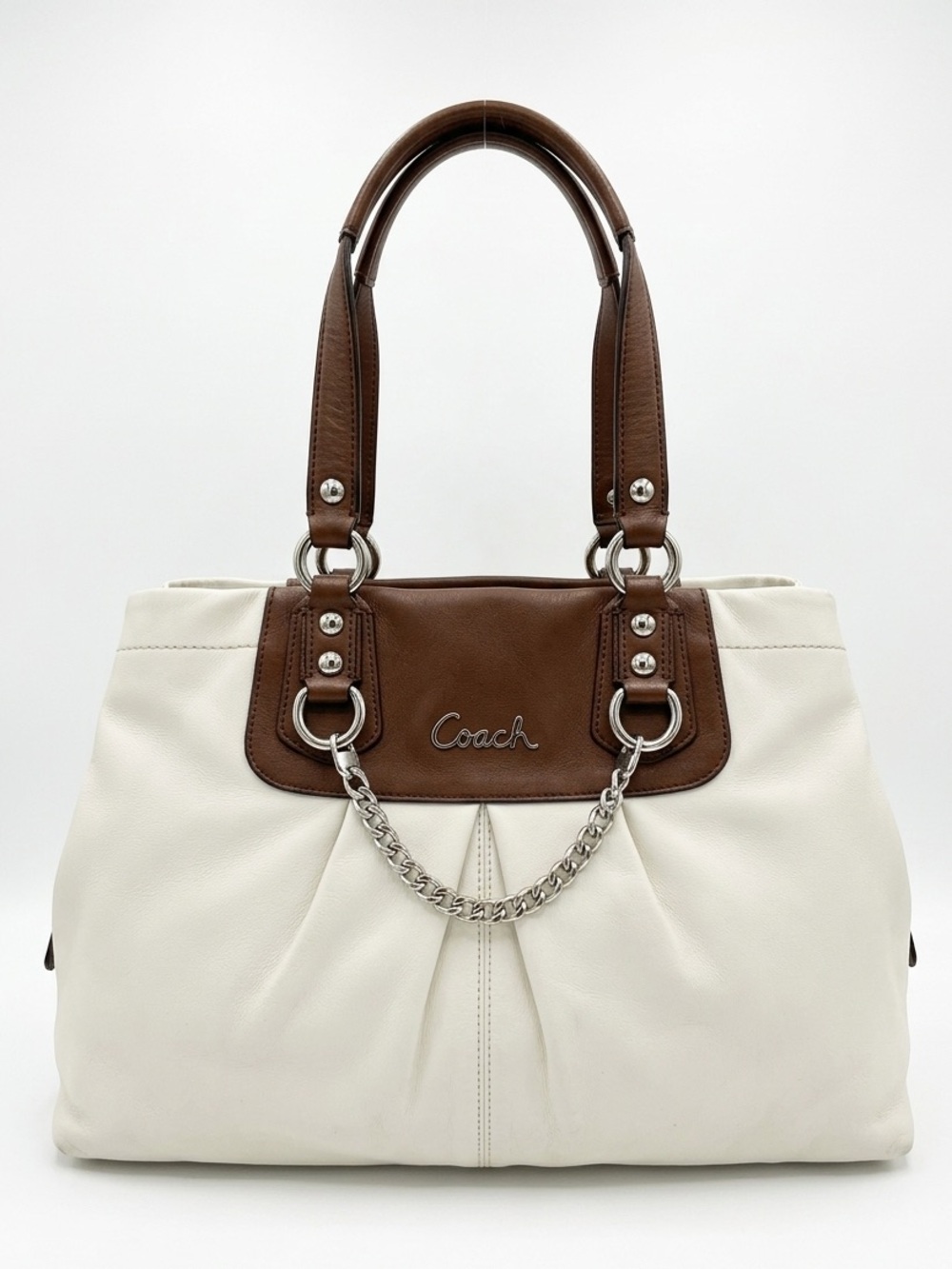 Coach Cream Ashley Leather Carryall/Satchel-Style F15513 - Picture 1 of 11